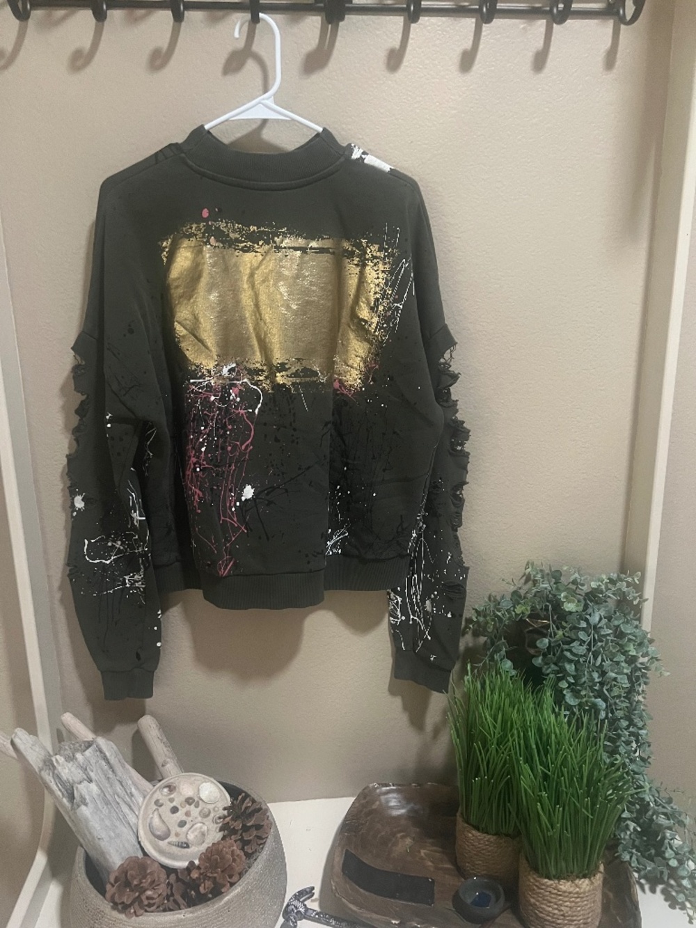 Cool artsy distressed sweatshirt